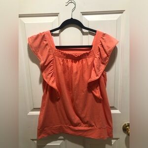 LOFT size L 100% cotton peach summer shirt